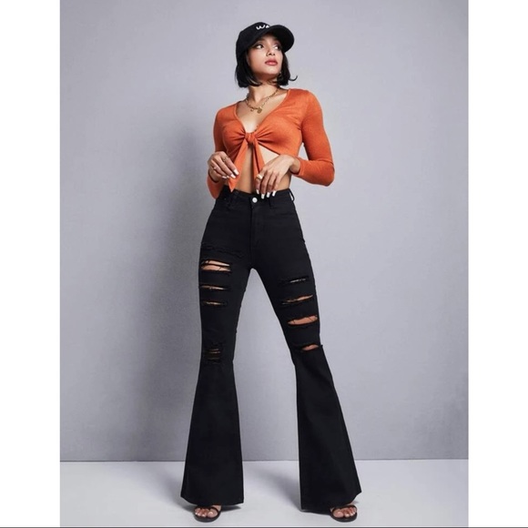 SOLD- Ripped flare leg jeans - Picture 2 of 2